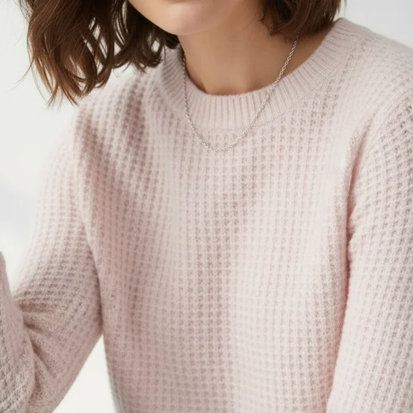 Authentic Autumn Pure Cashmere Pink Waffle Knit Sweater - Size S - Picture 12 of 14